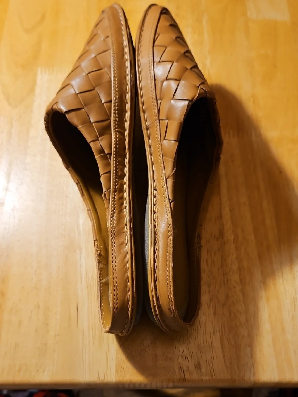 Vince Woven All Leather Slip-On Mules in Cognac - Picture 5 of 9
